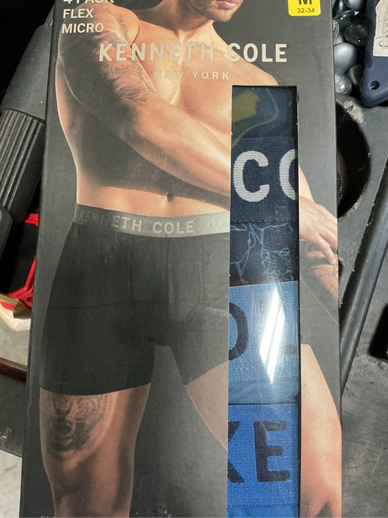 Condition photo showing Good Condition for 4 pack kenneth cole ny stretch boxer briefs blk/grey men's m