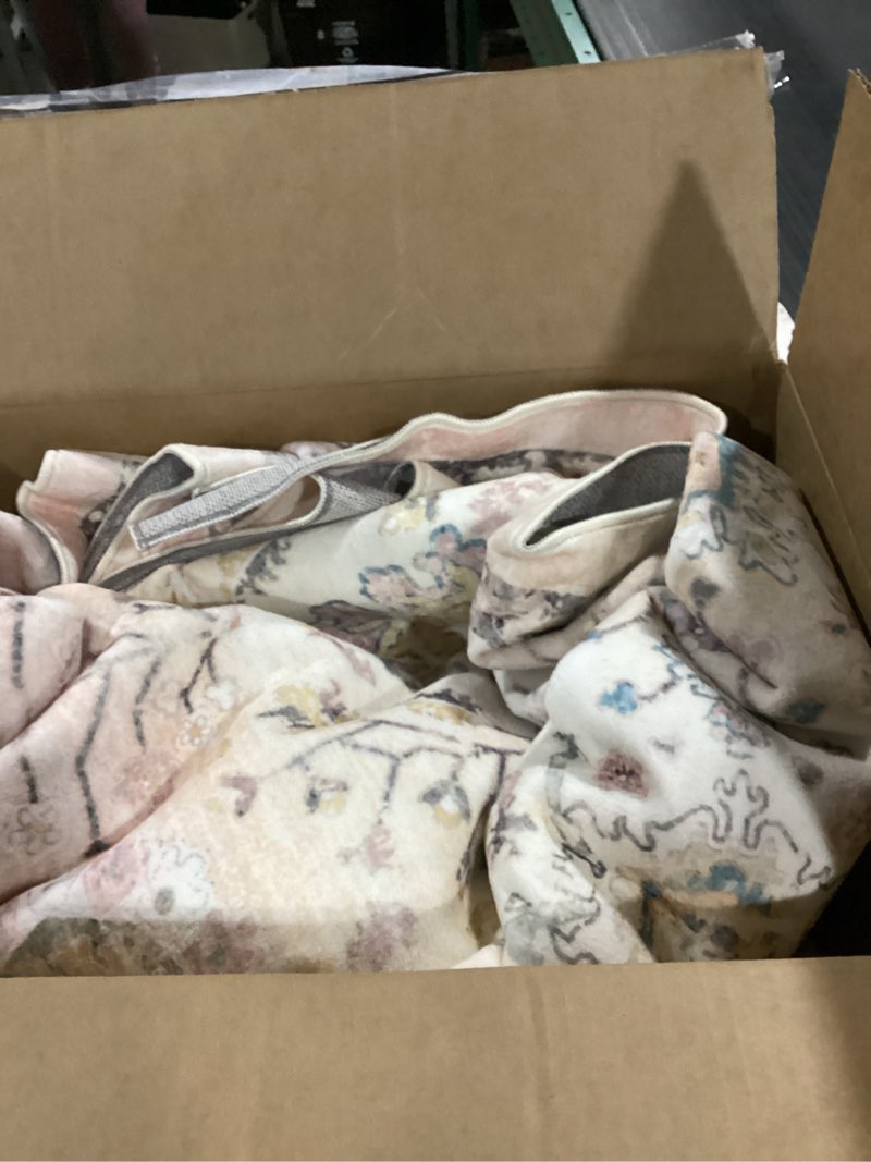 Condition photo showing Good Condition for Lahome Light Pink Boho Rug, 6x9 Washable Rugs for Bedroom Girls, Soft Floral Kids Carpet with Non-Slip Backing for Nursery Playroom Kids Room 6' x 9' (Rectangular) Light Pink