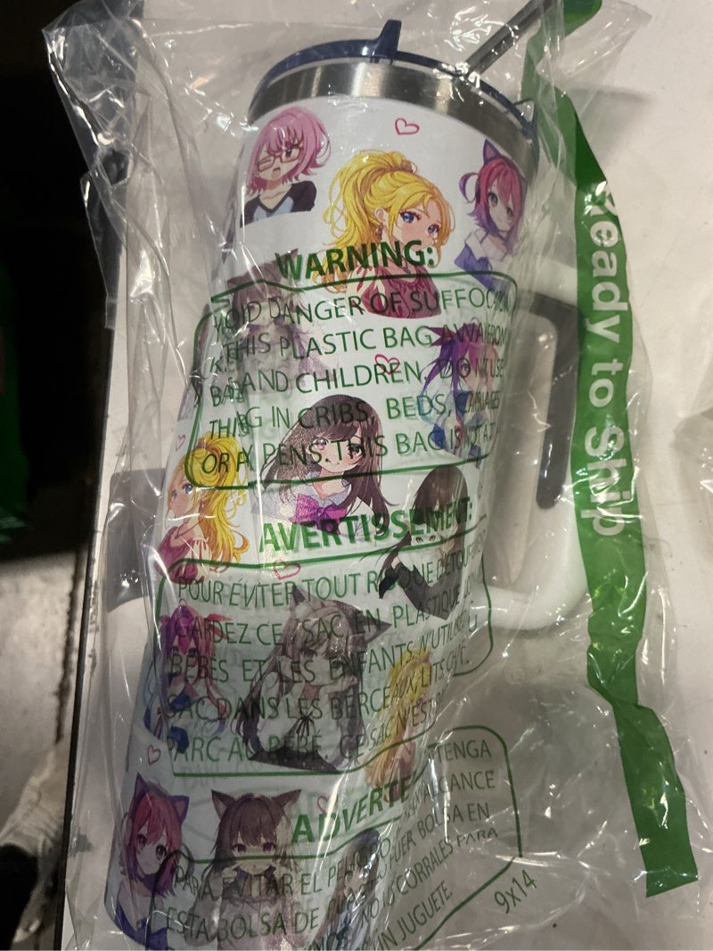 Condition photo showing As Is for Anime Gifts for Women Girls, 30oz Just A Girl Who Really Loves Anime Tumbler With Handle, Birthday Gifts for Animes Lovers/Fans Girls Cup, Animes Themed Gift Ideas for Teen Sister Friends Mug Just A Girl Who Loves Anime01 30 Ounces