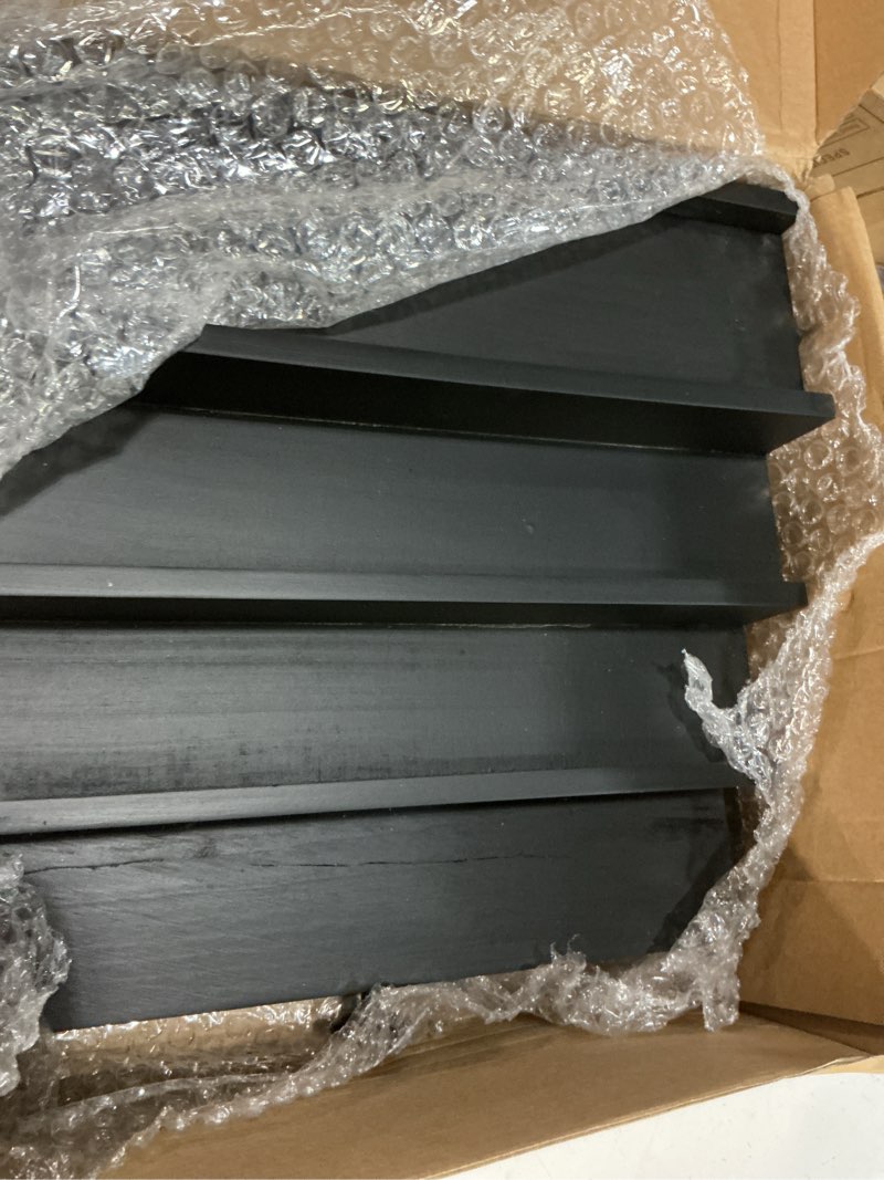 Condition photo showing New/Like New for black cologne organizer for men - 4 tier wooden perfume display stand with drawer and hidden compartment for organizing and storing, cologne holder shelf for dresser black-4 tier
