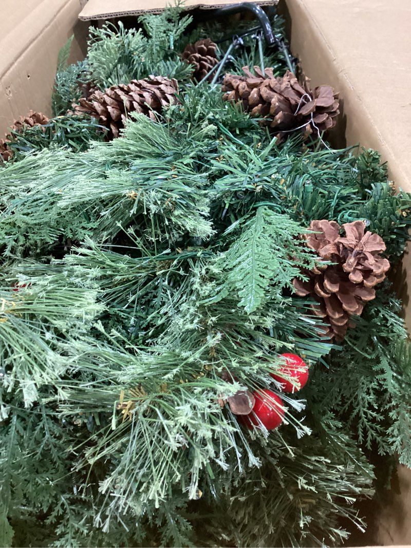Condition photo showing Good Condition for dwvo 6ft carol pine christmas tree with 300 led lights, prelit atificial tree with 36 pine cones & 30 red hollies, full green xmaxs trees with 720 pe & pvc branch tips & stand remote controlled