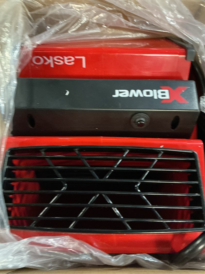 Condition photo showing New/Like New for lasko 11" x-blower multi-position utility blower fan with usb port, red, x12900, new