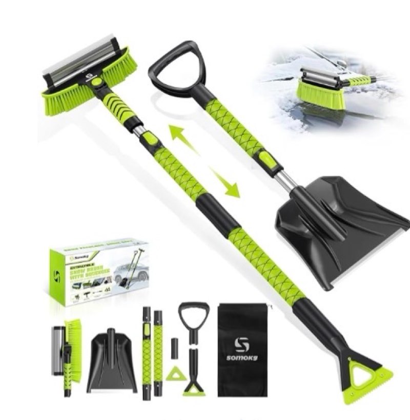 shourong snow shovel & ice scrapers for car windshield, snow brush and ice scraper with squeegee, sn
