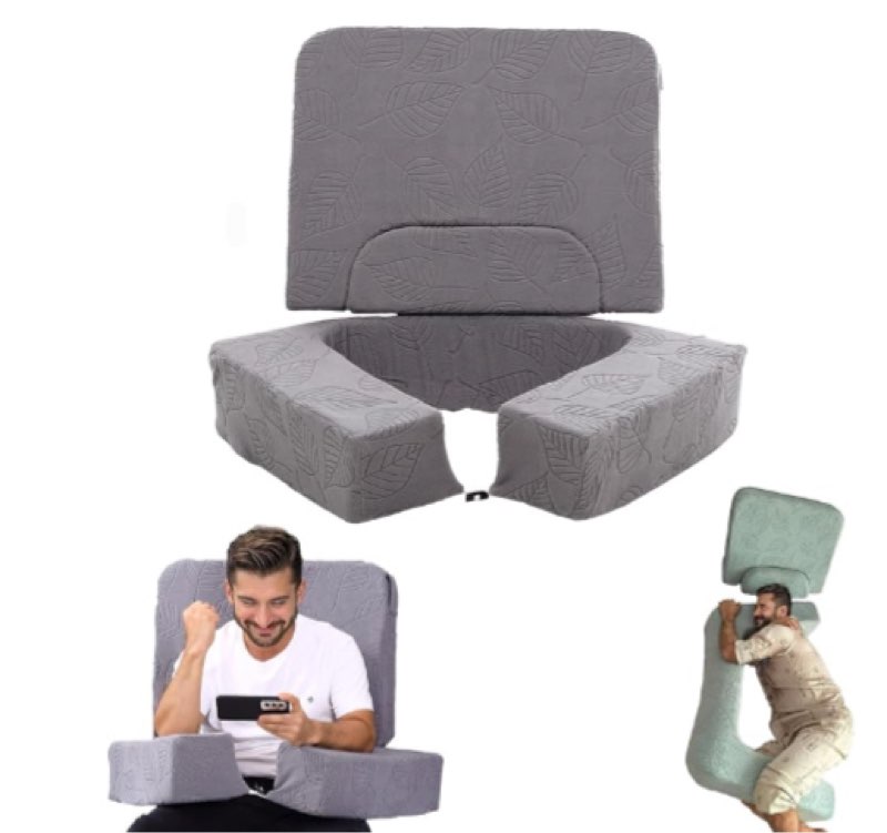 OpuvidityGaming Reading Pillow, Laptop Desk Pillow, Side Sleeping Pillow, Postoperative Recovery Relieves The Risk of Cervical and Lumbar Disc Herniation, Adjustable Three-Piece Set, Beige