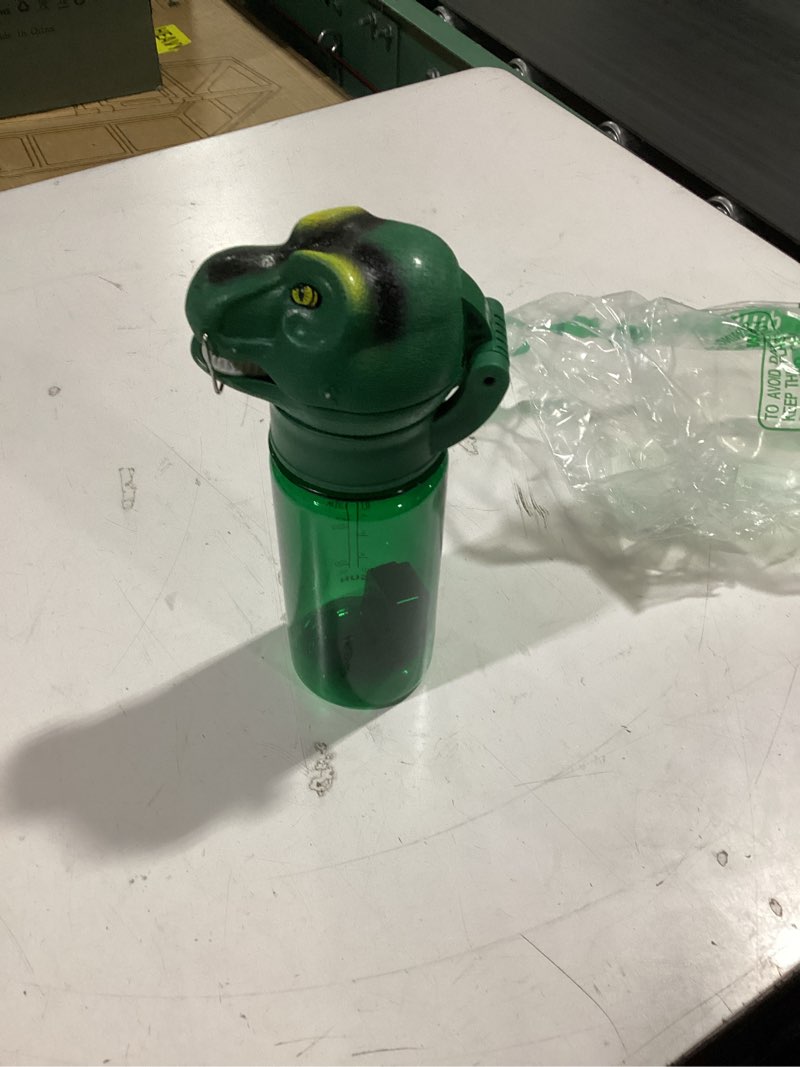 Condition photo showing As Is for sun company roarbottle t-rex - roaring dinosaur water bottle for kids | cool realistic trex roar | spill and leak-proof bpa free tritan waterbottle for children