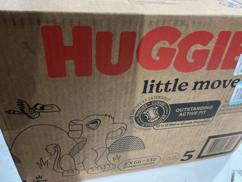 Condition photo showing New/Like New for huggies little movers diapers - size 5 - 132ct