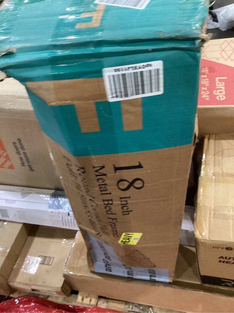 Condition photo showing As Is for ROIL 18 Inch Full Size Bed Frame with Mattress Slide Stopper - Double Black Basic Anti Squeak Steel Slats Metal Platform, Heavy Duty Noise Free Easy Assembly Bedframes, No Box Spring Needed