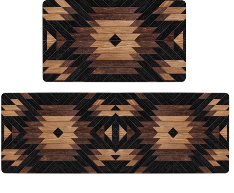 Boho Aztec Kitchen Rugs Sets of 2 Western Kitchen Decor Anti Fatigue Cushioned Kitchen Mats for Floo