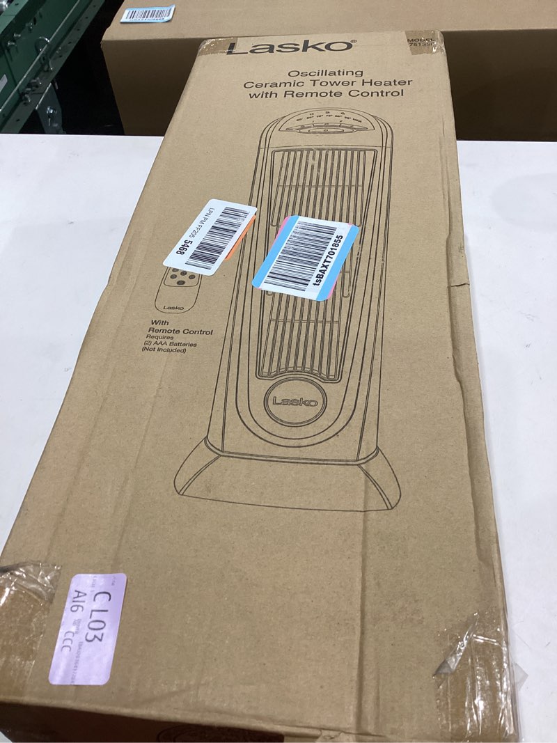 Condition photo showing Good Condition for Lasko - Portable Ceramic Tower Space Heater with Remote Control - Black/Silver