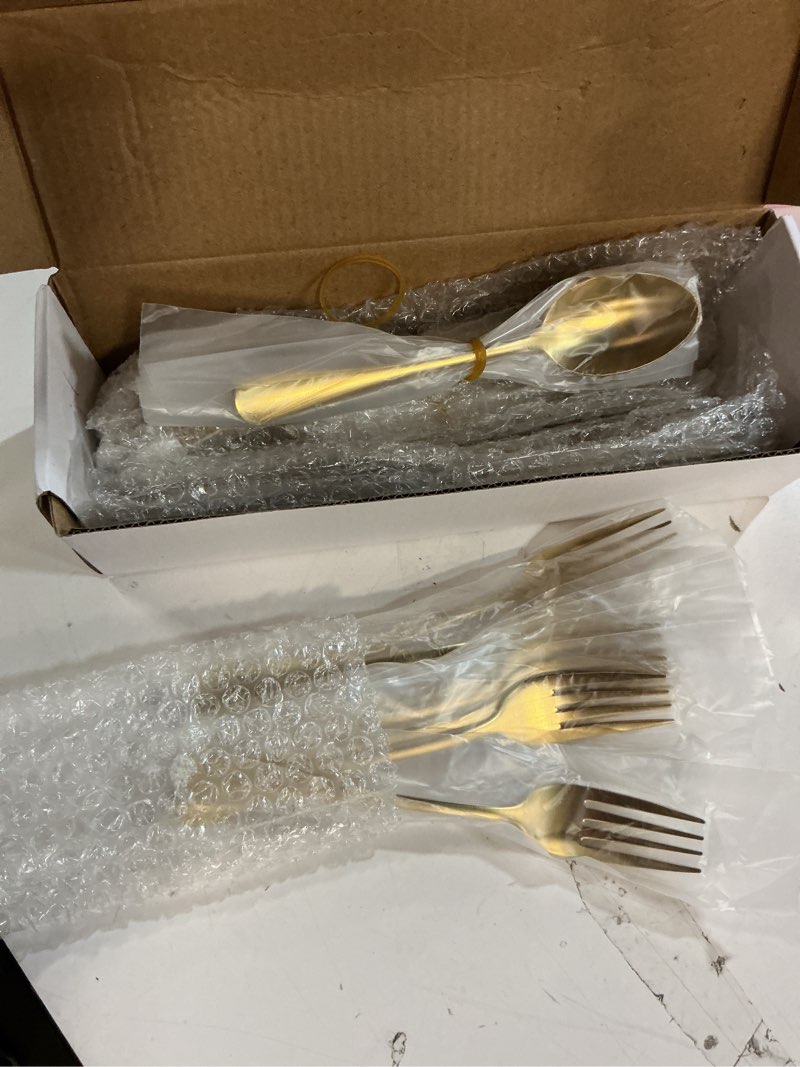 Condition photo showing New/Like New for aisoso gold silverware set for 8, 40-piece gold flatware set stainless steel cutlery kitchen utensil set mirror polished gold 40 piece