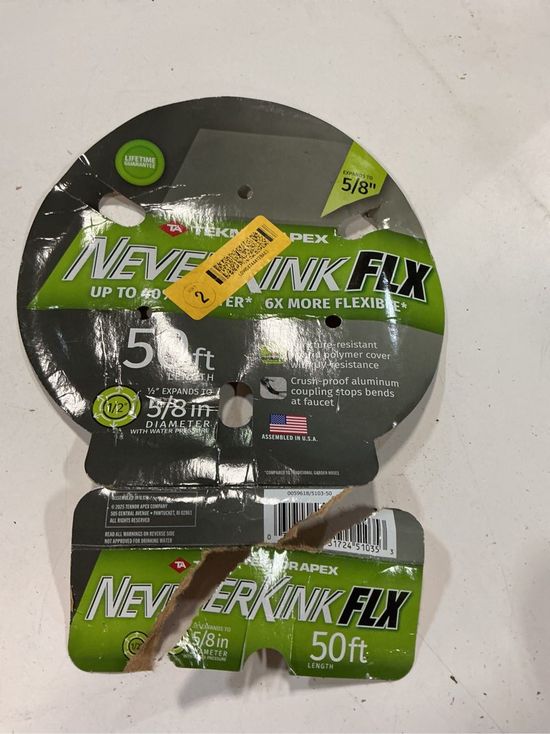 Condition photo showing As Is for neverkink neverkinkflx 5/8-in x 50-ft premium -duty kink free hybrid polymer gray hose