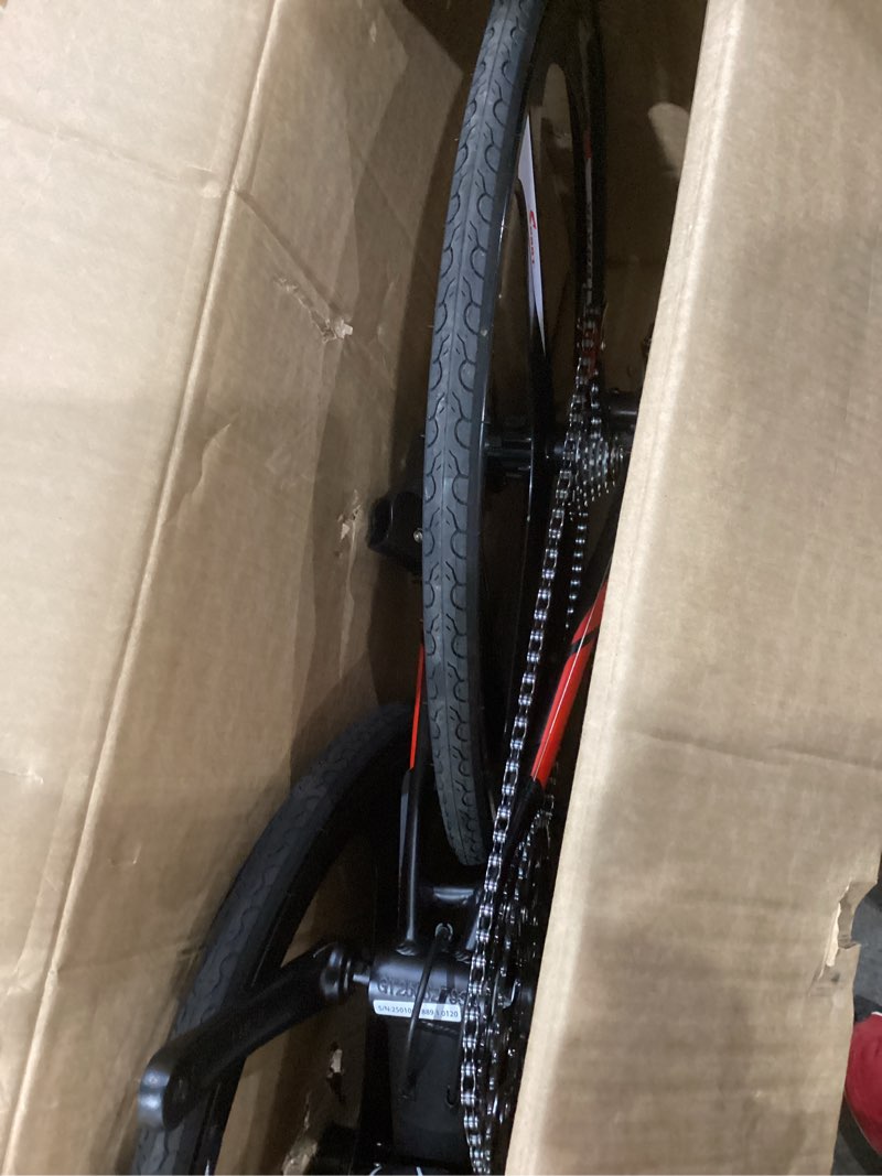 Condition photo showing As Is for vevor road bike, 700c wheels racing bike, shimano drivetrain city commuter road bicycle, urban adult sport bicycle with drop bar, for men and women black+red 700x28c