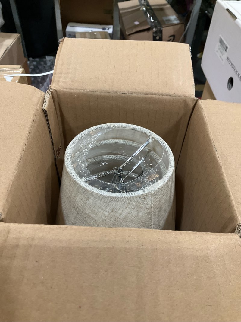 Condition photo showing New/Like New for Giantree 5.51 x 5.12 x 3.54inches Chandelier Lamp Shades, 6 Pack Linen Mini Lamp Shade Clip on Bulb Lampshades for Table Wall Lamps Replacement