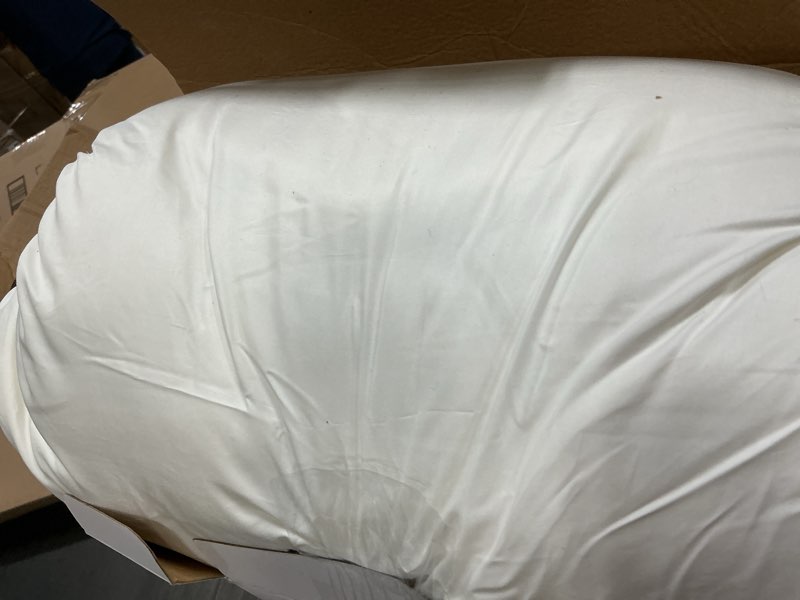 Condition photo showing As Is for feather down pillows king size set of 2 with gusset, luxury hotel collection bed pillow 2 pack, down surrounded pillows for sleeping, soft fluffy for side, back sleepers 20x36 in.