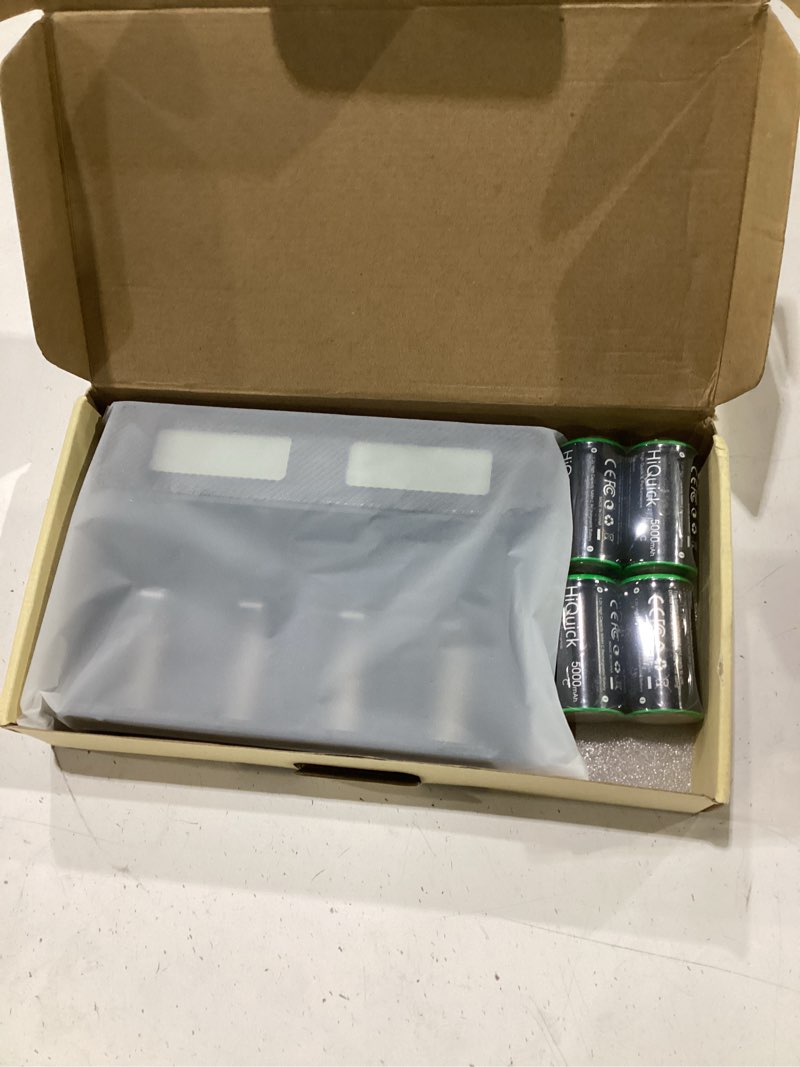 Condition photo showing New/Like New for hiquick c rechargeable batteries with 4-bay lcd charger,5000mah, aa/aaa/c/d | universal charger for aa/aaa/c/d?includes 4×c 5000mah batteries? lcd display?type-c/usb input?recycled, pre-charged
