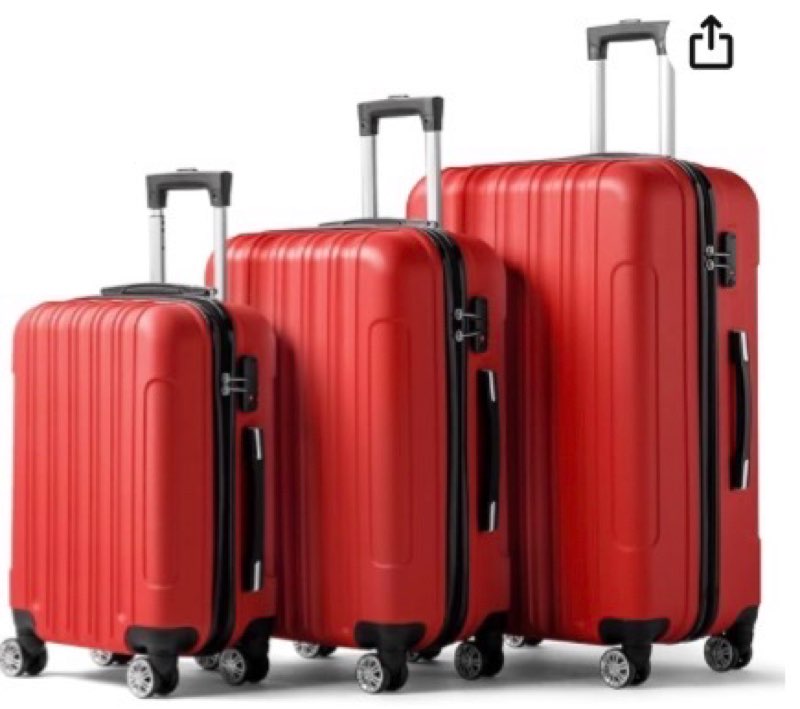 anthony jackson 3 piece abs luggage set – lightweight suitcases with spinner wheels – 3 different sizes – tsa lock – hard shell travel luggage for men & women black 3 of set