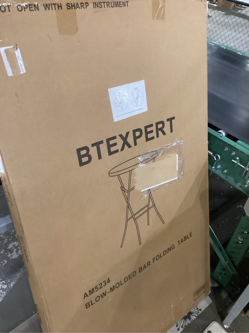 Condition photo showing New/Like New for BTEXPERT White 32" Round 43" Bar Height Granite Folding Commercial Portable Banquet Card Plastic Coffee Dining Table for Wedding Party Coffee Event Home Kitchen Indoor Outdoor Set of 10 Set of 10 White