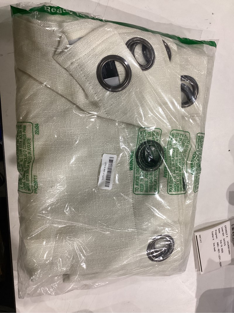 Condition photo showing Good Condition for 60 Inch Wide Linen Blackout Curtains for Bedroom 63 Inch Length 2 Panels, Total Black Out Thermal Insulated Energy Efficiency Grommet Boho Window Drapes White Liner for Modern Farmhouse, Natural 60"W x 63"L (Pack of 2) Natural