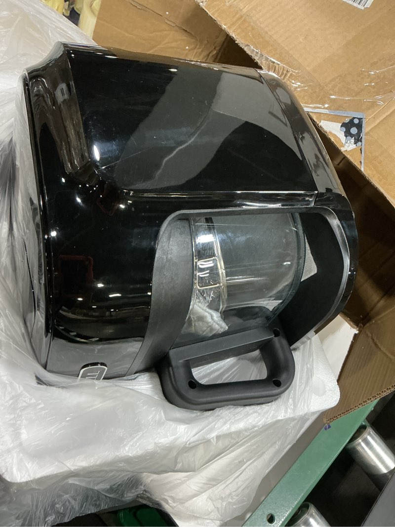Condition photo showing As Is for boswell glass air fryer, 7.5qt with transparent fry bowl, circulating heating, temperature control, air fryer roast, dishwasher safe black