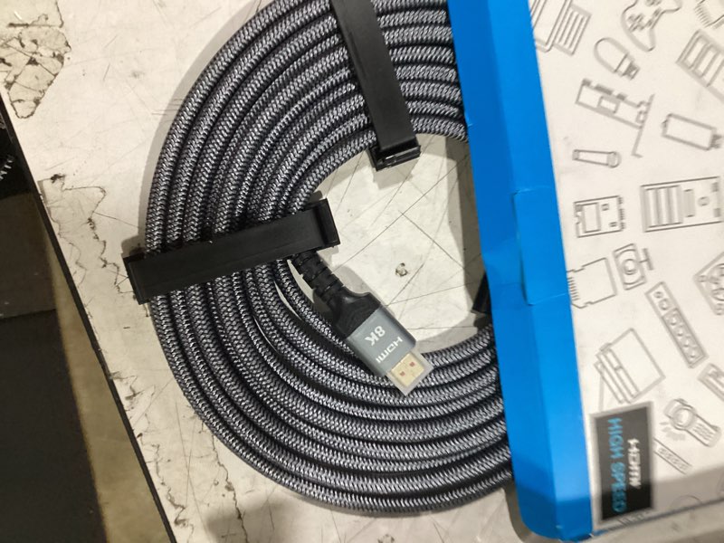 Condition photo showing Good Condition for highwings 8k@60 long hdmi cable 15ft, 48gbps 2.1 high speed gaming hdmi cord 4k120 144hz rtx 3090 earc hdcp 2.2&2.3 compatible for ps5, soundbar, avr, uhd tv 15 feet grey