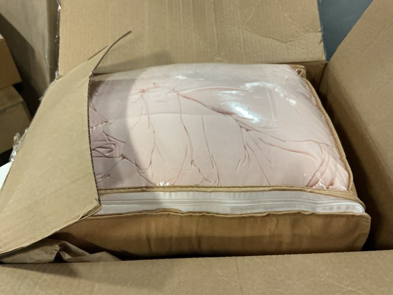 Condition photo showing As Is for weigelia Super-Soft Micorfiber Comforter Set - Queen Size Blush Pink Lightweight Warmth Comforter for All Season Use, Machine Washable Pink Bedding Set (1 Comforter, 2 Pillowcases) Queen Blush
