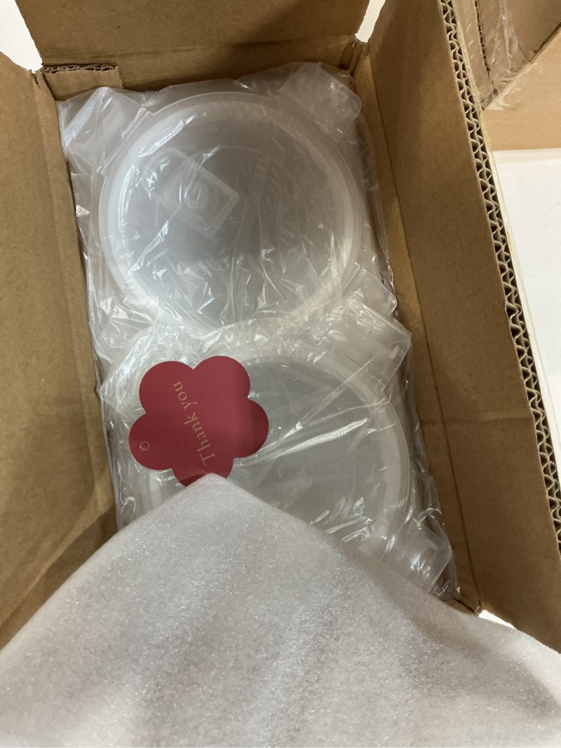 Condition photo showing New/Like New for Small Round Glass Food Storage Containers With Lids, 1.5 Cup Round Meal Prep Bowls With Lids BPA-Free, Airtight Small Glass Food Containers for Microwave, Dishwasher, Freezer Safe-?4 pack? transparent