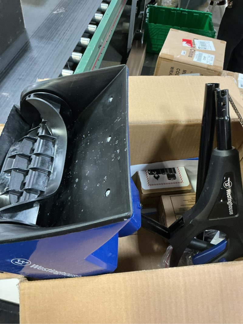 Condition photo showing As Is for Westinghouse WSnow11S 24V Cordless Snow Shovel 11 Inch Kit, 24V 4Ah Battery, Fast Charger, Electric Snow Shovel with 20ft Throwing Distance, Plows 75lbs/min, Compatible with Snow Joe Batteries 11 Inch with Battery/Charger