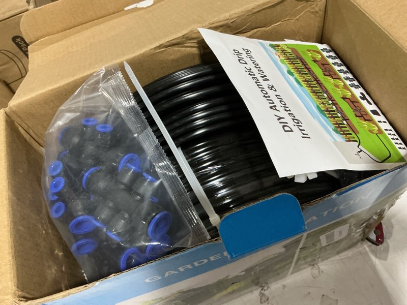 Condition photo showing Good Condition for 240ft drip irrigation system for garden: 1/2" quick connect pe tubing automatic water sprinkler kit adjustable misting part 1/4" watering hose for outdoor raised bed plants flower yard greenhouse