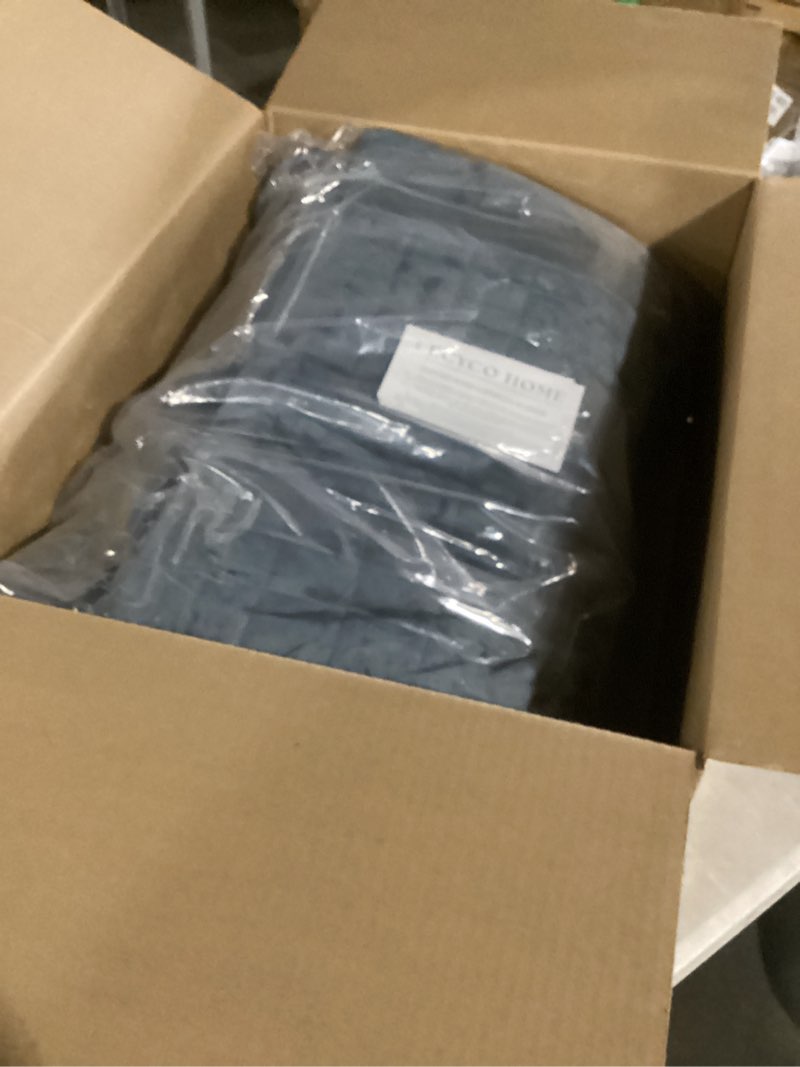 Condition photo showing Good Condition for recyco luxury velvet quilt set king size bedding sets, ultra soft velvet comforter set, lightweight channel box stitch oversized bedspread coverlet for all season, with 2 shams, stormy blue king/cal king (108" x 92") stormy blue