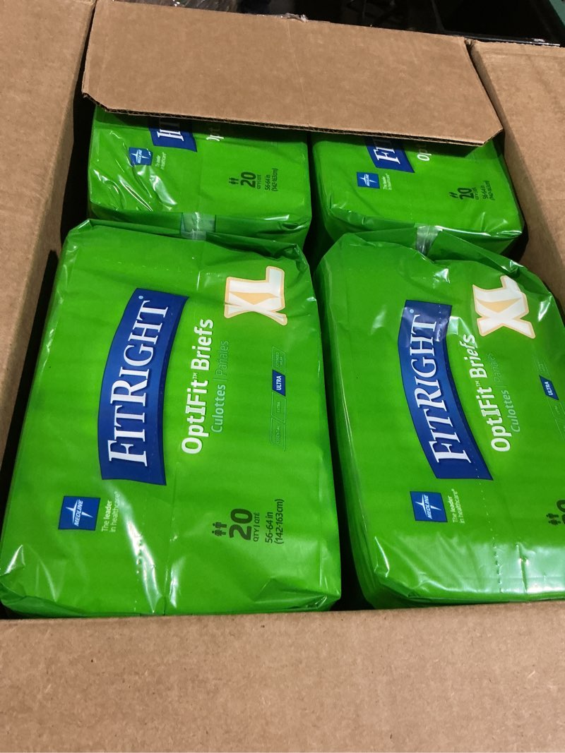 Condition photo showing Good Condition for FitRight Adult Diapers, Ultra Heavy Absorbency, XL (Waist Size 56in-64in), 80 Count, OptiFit Incontinence Briefs for Men and Women, Disposable, Moisture-Wicking, Leak Protection, 80 Count X-Large