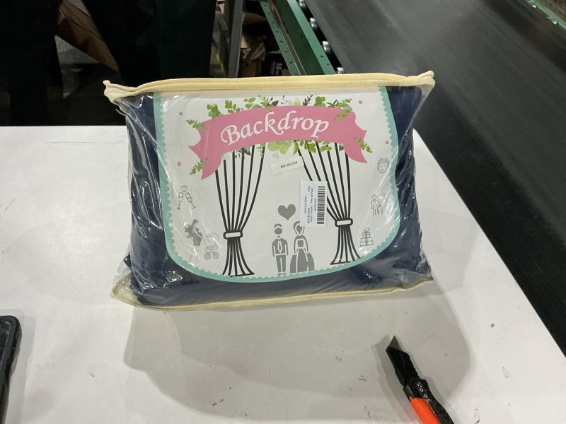 Condition photo showing New/Like New for 10ftx12ft Navy Blue Backdrop Curtains for Wedding-Wrinkle Free Backdrops Curtain Drapes Fabric Decorations Photo Back Drop Cloth for Baby Shower Photography Stage Reception 2Panels 12ft(H) x 5ft(W) Navy Blue W5' x H12'(2 panels)