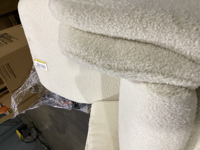 Condition photo showing Good Condition for clara fabric swivel office chair in off white/polished brass with arms