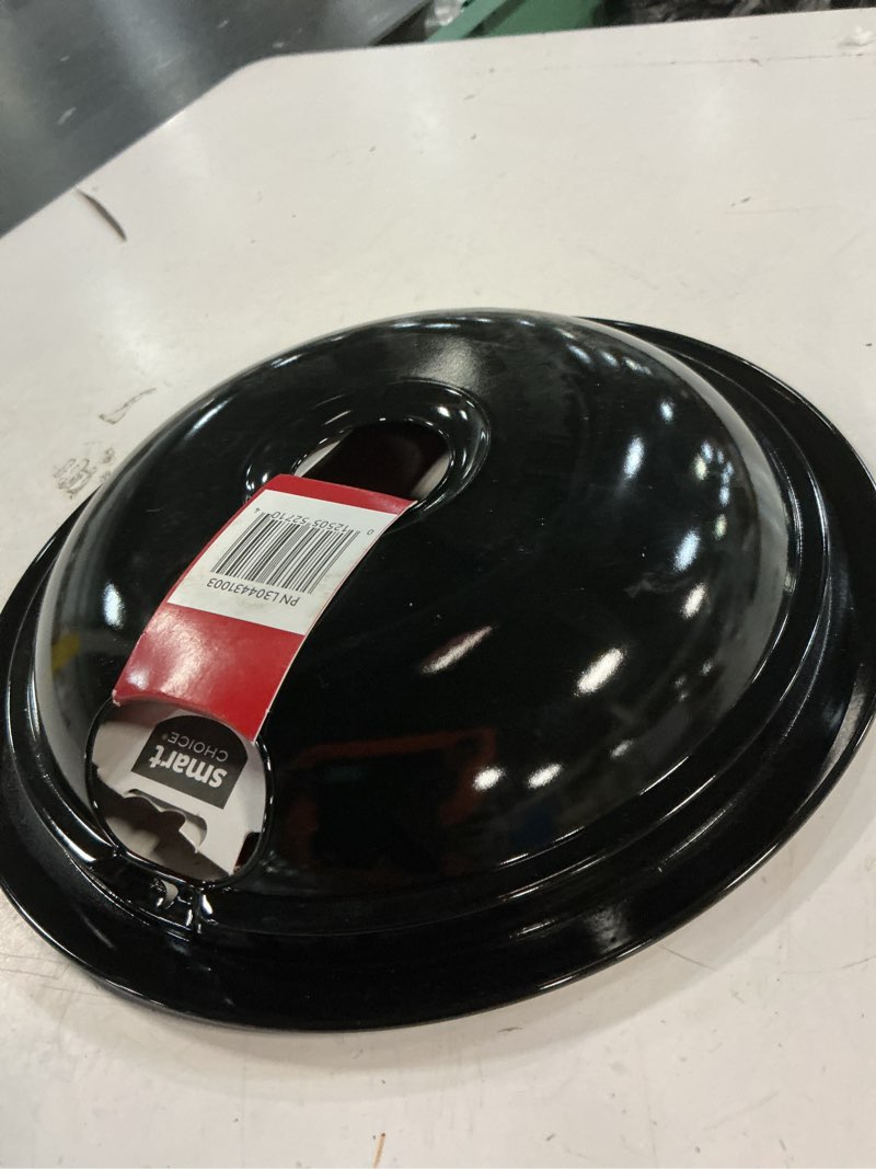 Condition photo showing As Is for 8 in. drip bowl in black porcelain - fits most