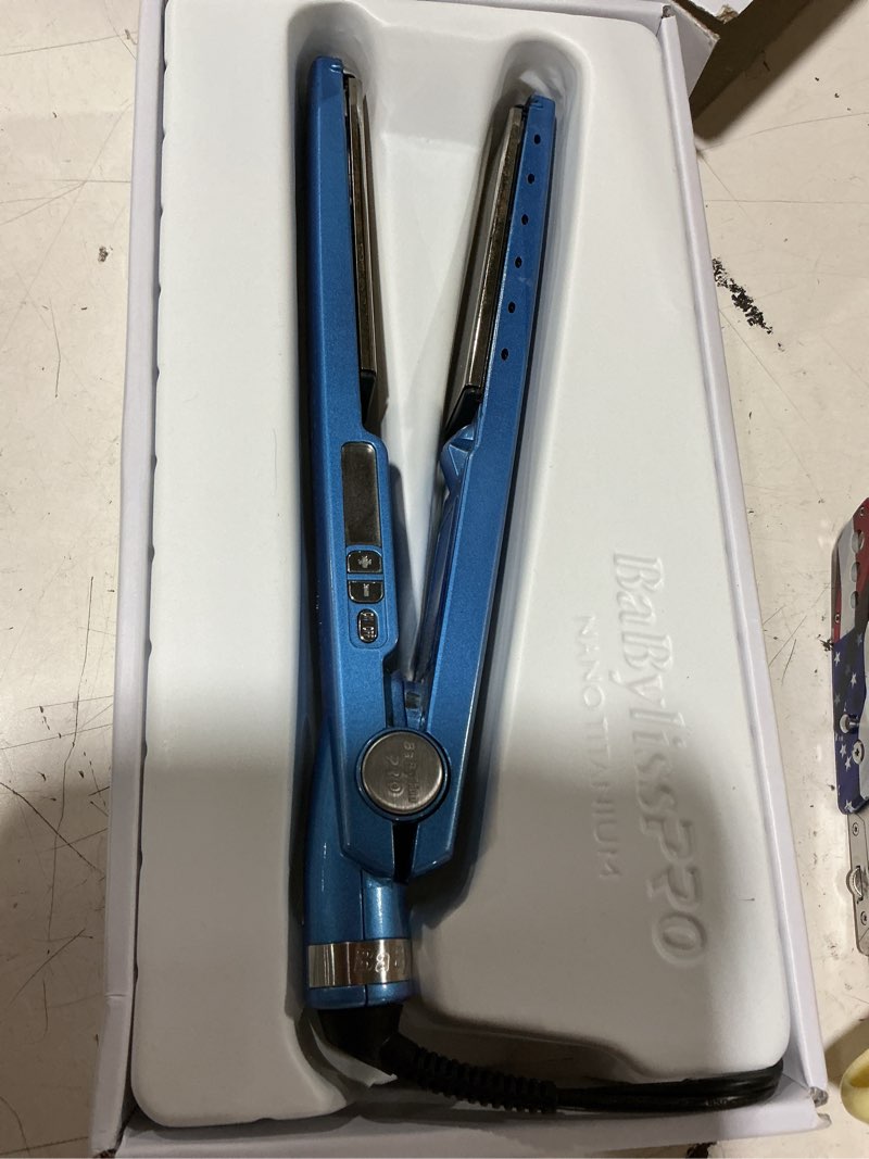 Condition photo showing As Is for babylisspro nano titanium ionic hair straightener, professional flat iron for all hair types 1 3/4 inch