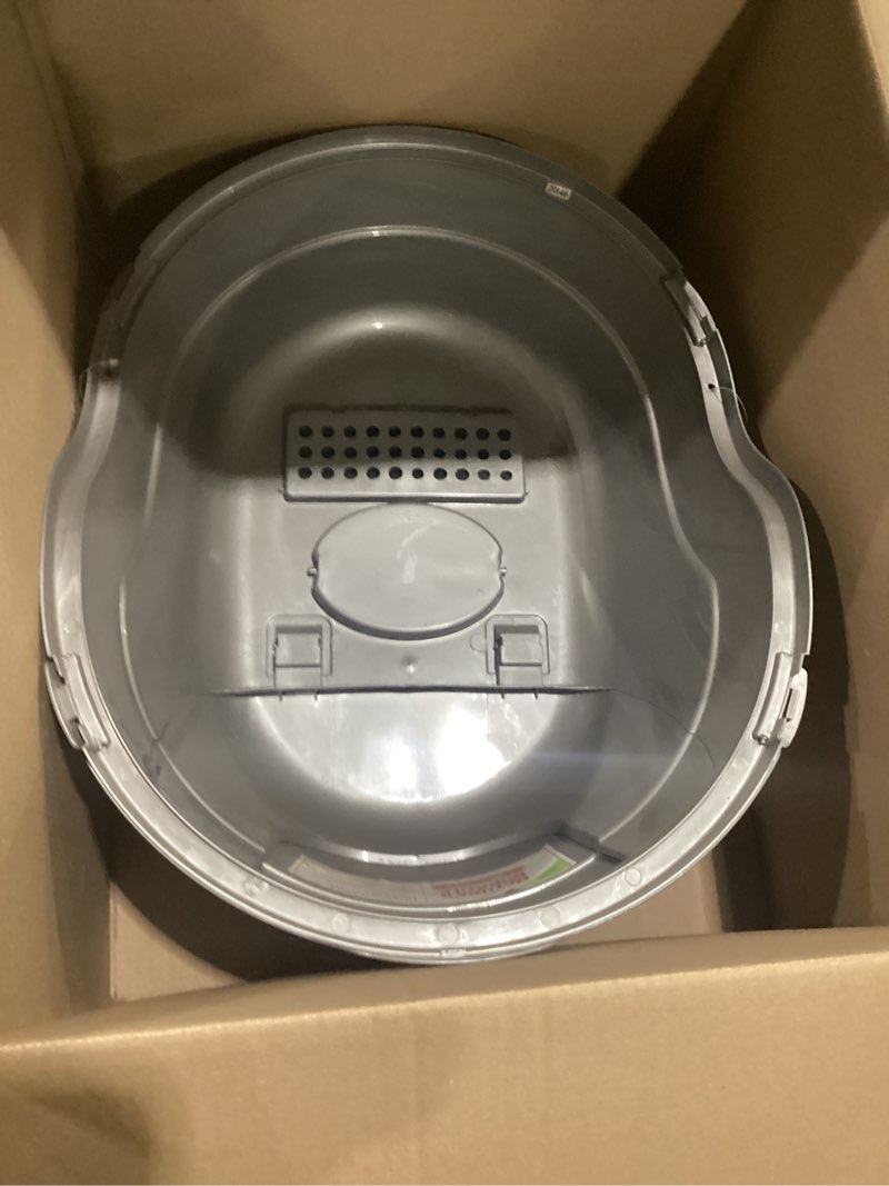 Condition photo showing New/Like New for nature’s miracle hooded flip top litter box for cats, with built-in odor control charcoal filter silver/grey