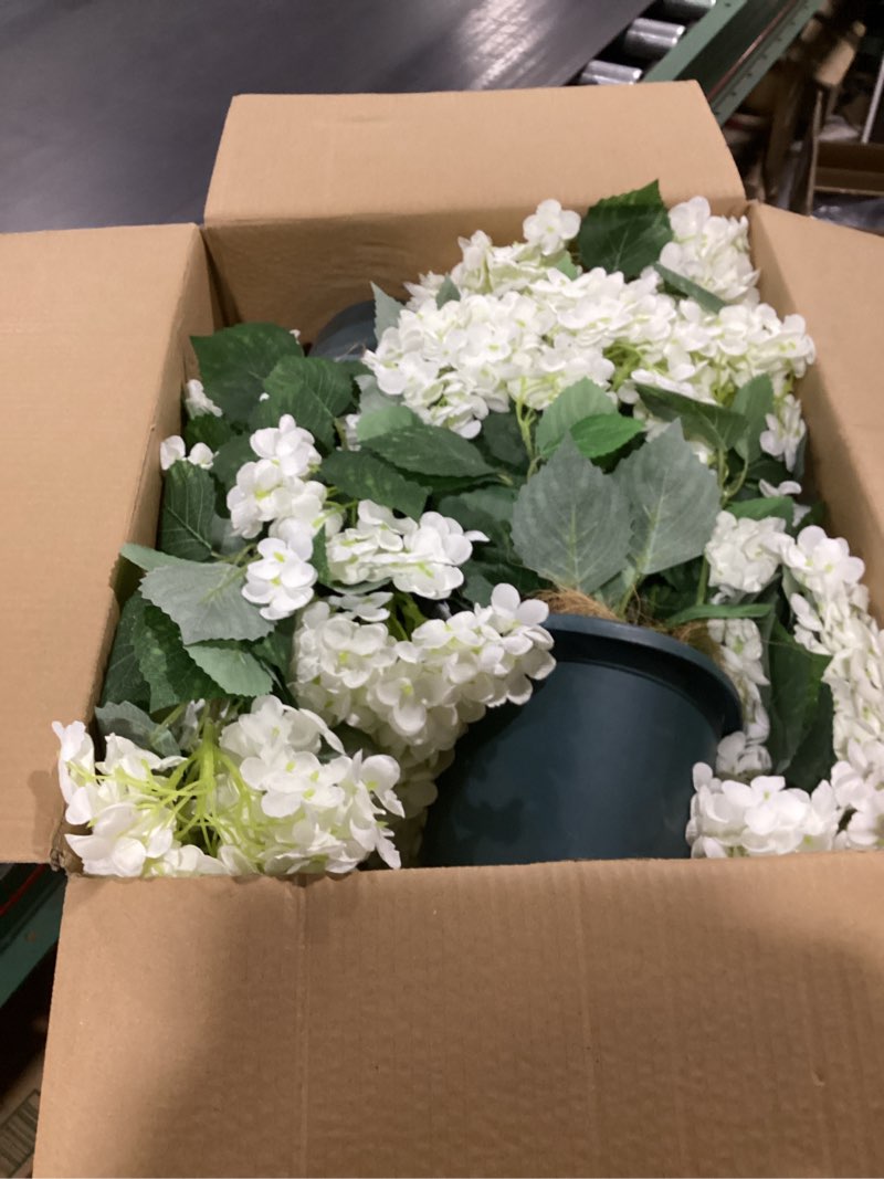 Condition photo showing Good Condition for faux hydrangea tree – 30 inch hydrangea tree artificial with white flowers, uv resistant outdoor hydrangea artificial plants in pot for indoor outdoor home porch decor (2 pack) white 2