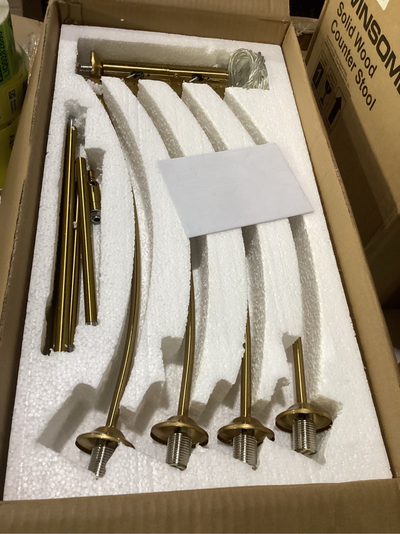 Condition photo showing New/Like New for Gold Modern Chandelier 5-Light Glass Globe Ceiling Light Fixtures Mid Century Modern Sputnik Chandelier for Dining Room Kitchen Island Bedroom Living Room 41.3IN Diameter Gold+Milk Glass 5 Light