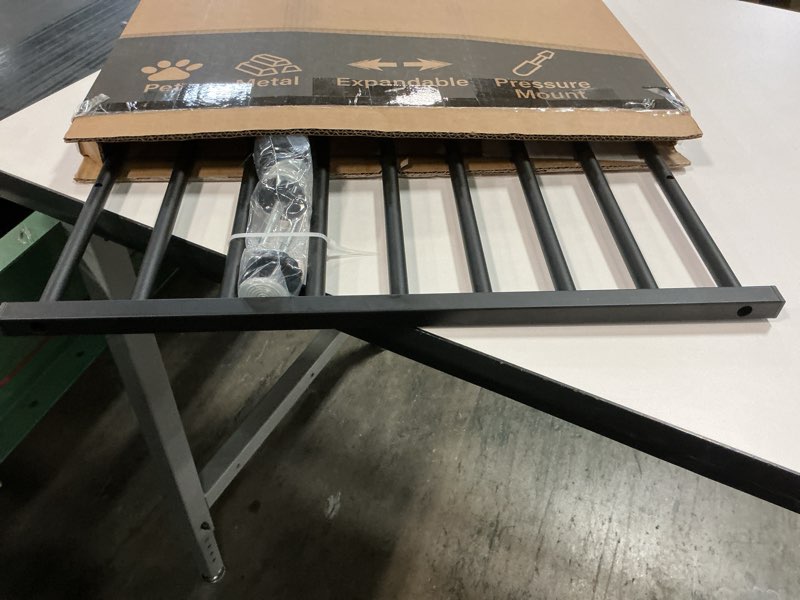 Condition photo showing Good Condition for Malier Metal Dog Gate with Door, 26"-43" Width Expandable Dog Gate Short Pet Gate for Stairs and Doorways, Pressure Mount Easily Step Over Indoor Dog Gates Puppy Gate for Small Dogs Puppy (L, Black)