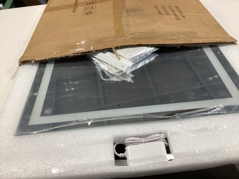 Condition photo showing Good Condition for fennio vanity mirror with lights?20"x23" lighted makeup mirror, large makeup mirror with lights, touch sensor with dimmable 3 modes? square white white 20"l x 22"w