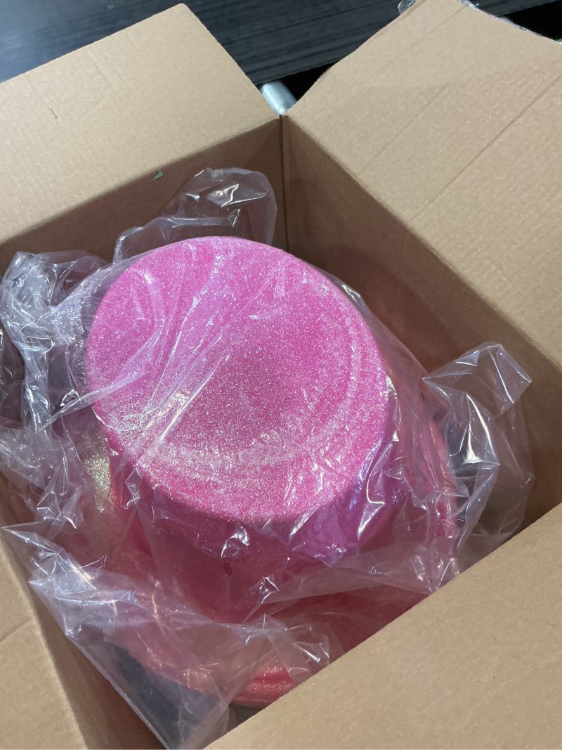 Condition photo showing Good Condition for hillban 24 pcs glitter top hat bulk shiny magician costume 1920s dress up hats for adults men women masquerade party pink