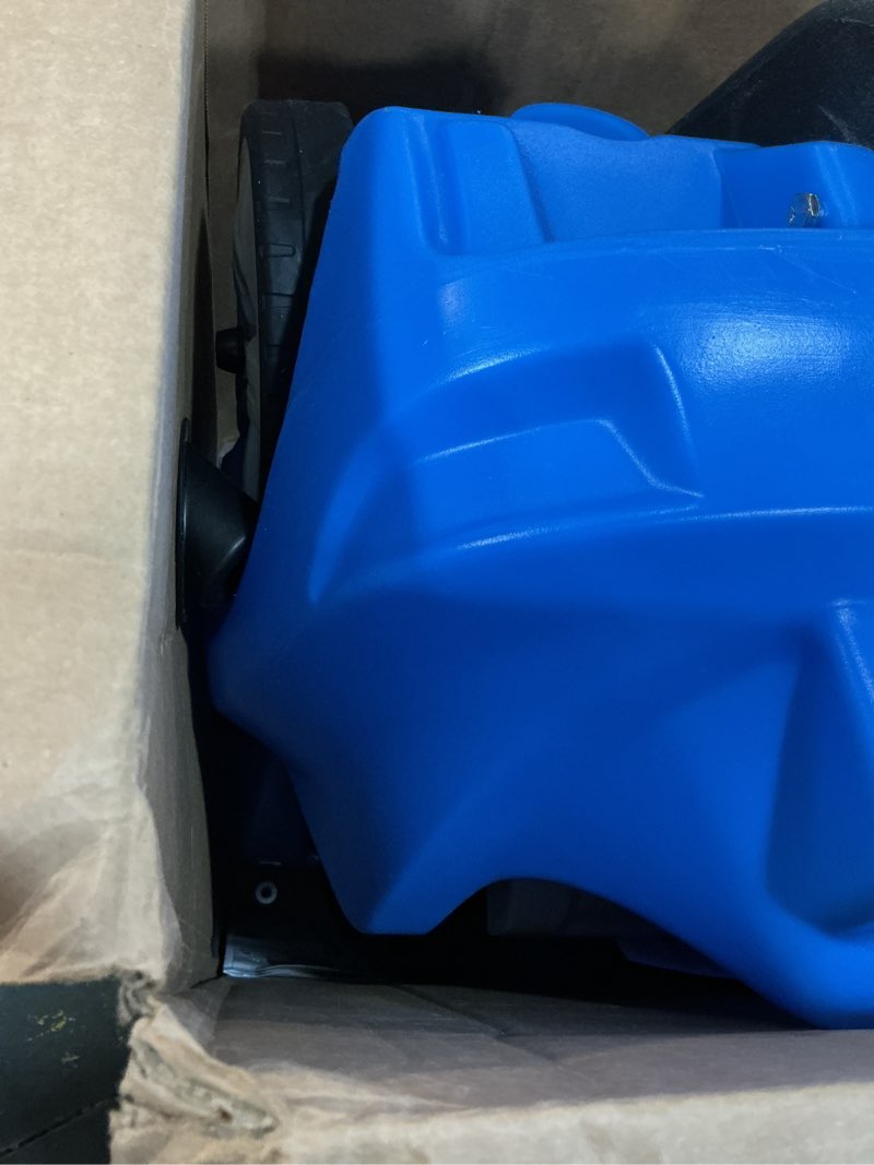 Condition photo showing As Is for step2 whisper ride cruiser kids push car, ride on toy, stroller substitute, includes seat belt & horn, made of durable plastic, max weight 50 lbs., for toddlers 1.5-4 years old, blue blue push car