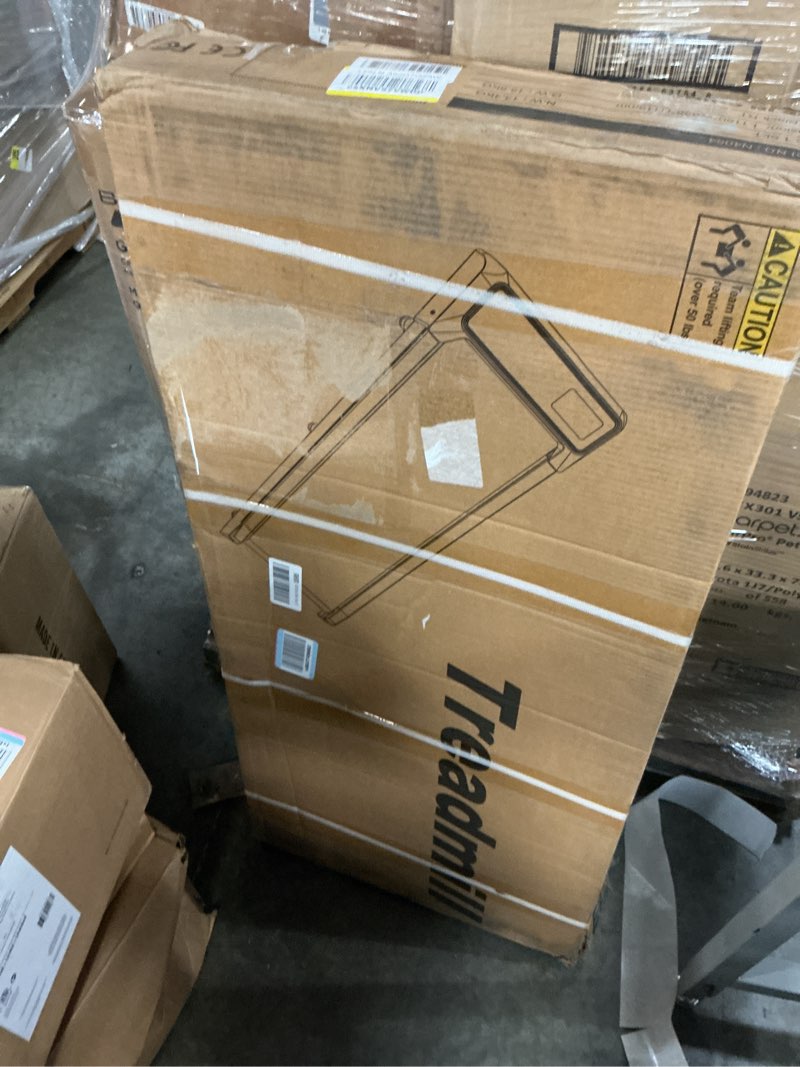Condition photo showing New/Like New for walking treadmill pad with 0-5% incline, 2.5hp compact under desk treadmill for home office, quiet small walking mat with app sync, remote control, led display yellow runway
