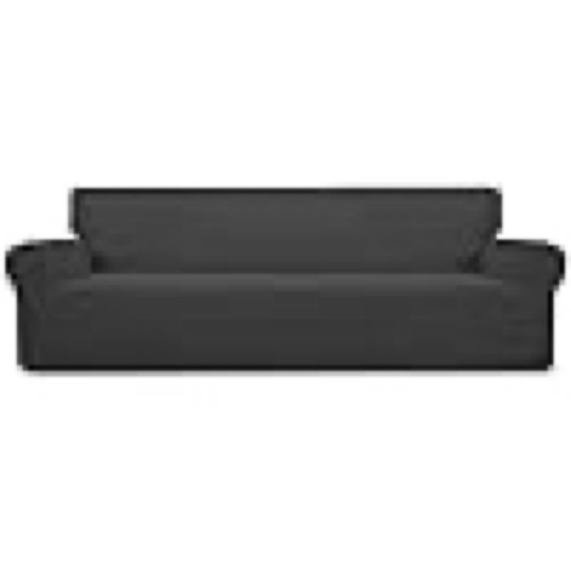 easy-going stretch 4 seater sofa slipcover 1-piece sofa cover furniture protector couch soft with elastic bottom for kids, polyester spandex jacquard fabric small checks dark gray