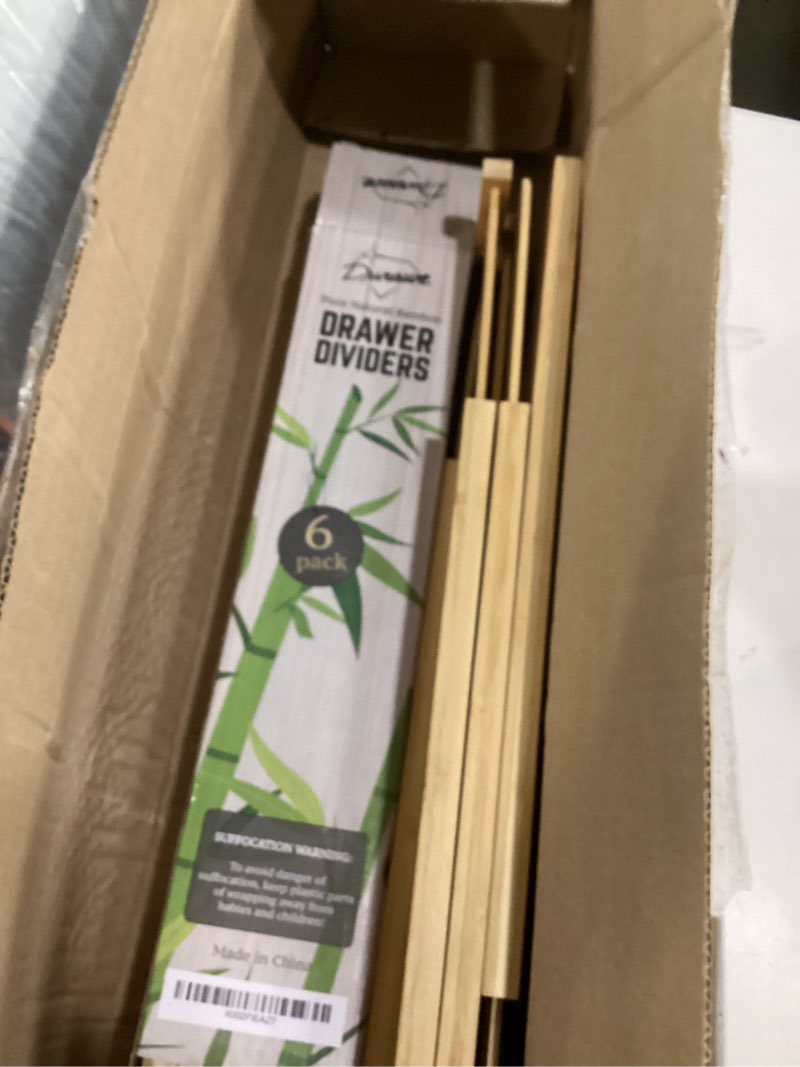 Condition photo showing Good Condition for Adjustable Bamboo Drawer Dividers Organizers Expandable (12-16") Kitchen Drawer Organizer Spring Loaded for Kitchen, Dresser, Bathroom, Bedroom, Desk 6-pack Small