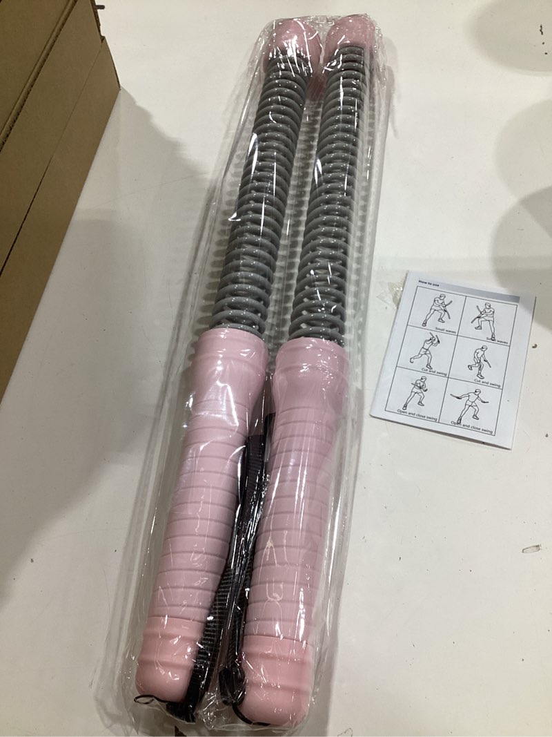 Condition photo showing New/Like New for 2pcs weighted ropeless battle ropes, heavy duty portable cordless battle ropes for home gym with poster, workout exercise rope for strength building, hiit and low-impact aerobic training for men & women pink