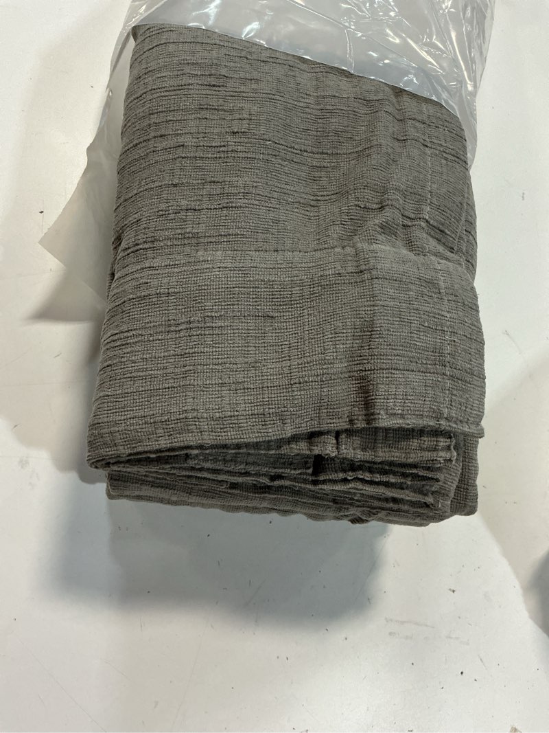 Condition photo showing Good Condition for better homes & gardens textured solid chenille light filtering single curtain panel  grey bisque  50 w x 84 l