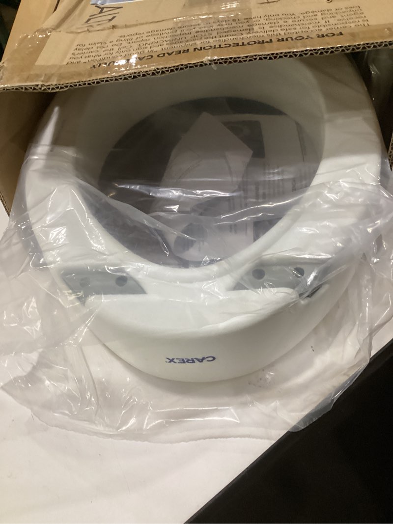 Condition photo showing Good Condition for carex 3.5 inch raised toilet seat with arms, elongated toilet seat riser, up to 250 lbs capacity, elevating & raising seat for elderly & handicap, universal, slip-resistant with padded handles, white