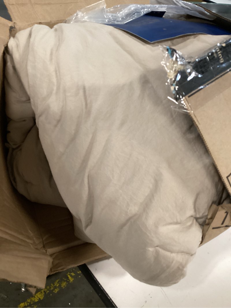 Condition photo showing As Is for Bedsure Waffle Comforter Set California King, Khaki Soft Bedding, Waffle Weave Bed Set, 3 Pieces, 1 Comforter (104"x96") and 2 Pillow Shams, Cotton Shell and Polyester Lining for All Seasons California King 09 - Khaki