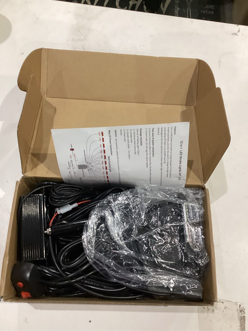 Condition photo showing As Is for LINKITOM 12pcs Ultra Slim Sync Feature Surface Mount LED Emergency Beacon Hazard Warning Flashing Strobe Lights with Waterproof Controller and Long Heavy Cable for Car Truck Vehicle, Amber/White