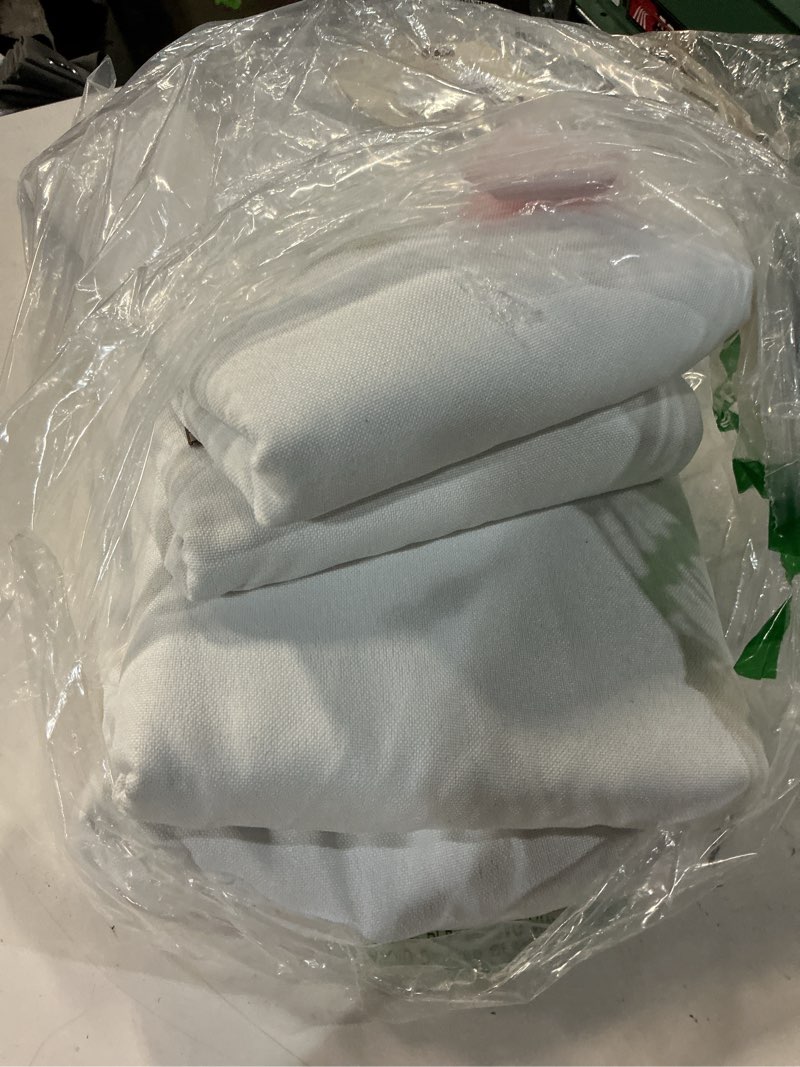 Condition photo showing Good Condition for jinchan linen textured white blackout curtains back tab 96 inches 2 panels | blackout curtains 96 inches long for bedroom thermal insulated living room curtains thick double-layer curtain panels